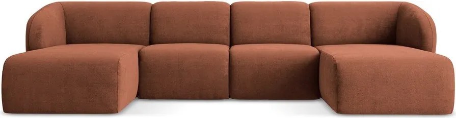 Теракотен шенилов ъглов диван (U форма) Lani – Makamii
