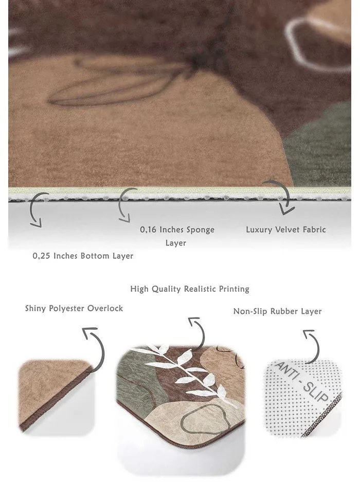 Кафяви кадифени постелки за баня в комплект от 2 бр. 60x100 cm Abstract Faces – Mila Home