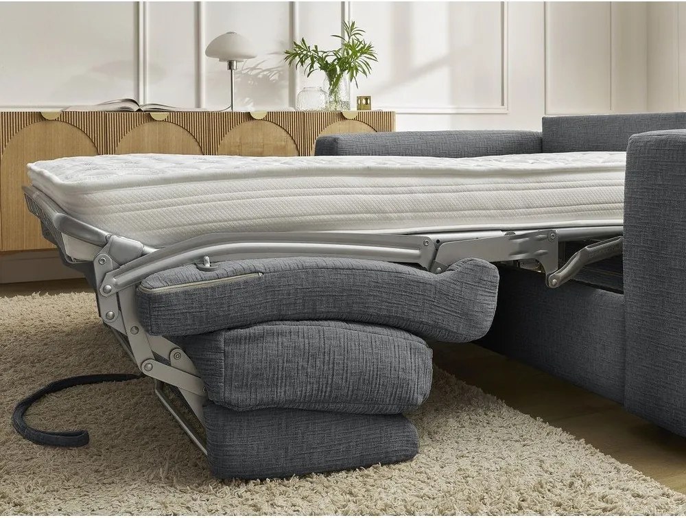 Тъмносив шенилов диван за ежедневно спане/сгъваем 220 cm Hugo – Bobochic Paris