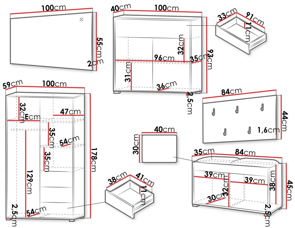 Мебели за антре Gesita V-Leuko