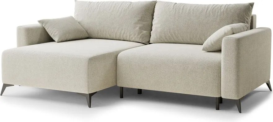 Кремав шенилов сгъваем/с място за съхранение ъглов диван (ляв ъгъл) Leon – Maison de Rêve