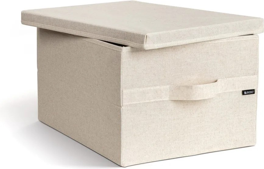 Бежова текстилна кутия за съхранение с капак 36x46x25 cm Soft Storage Large – Bigso