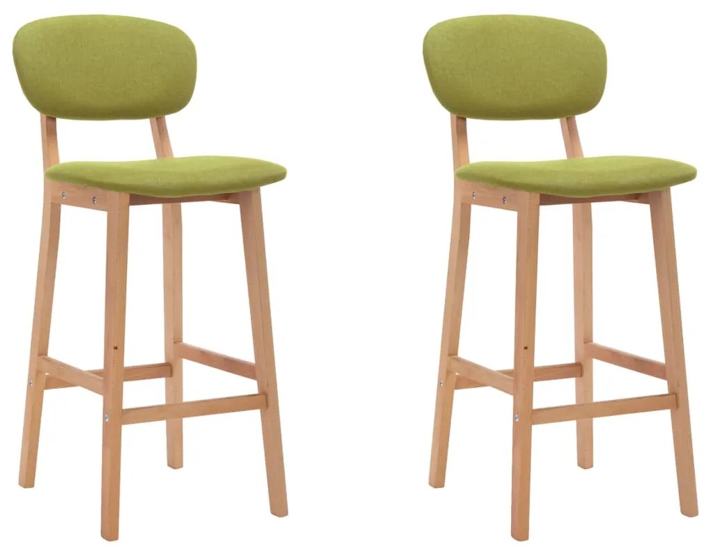 289372 vidaXL Бар табуретки, 2 бр, зелени, текстил