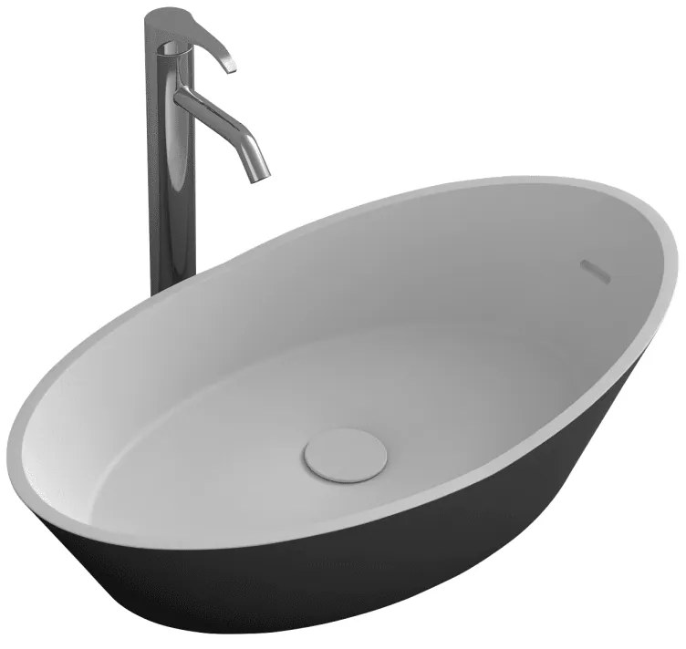 Мивка за баня ICB 683B, монтаж върху плот, твърда повърхност, черен мат + бял мат, 67x38x18см