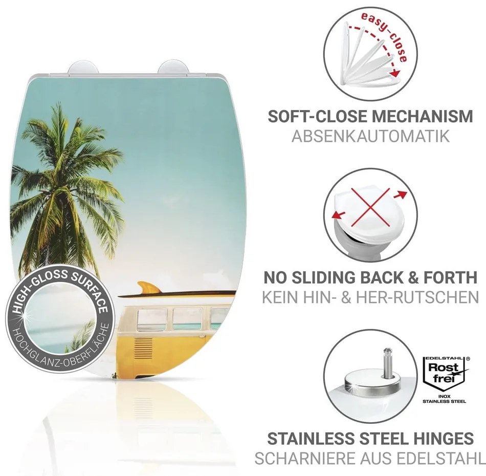 Тоалетна чиния с автоматично затваряне 36,5 x 45 см Corbara – Wenko