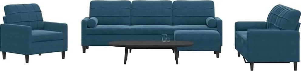 3278470 vidaXL Мека мебел от 4 части с възглавници и болстери син кадифе
