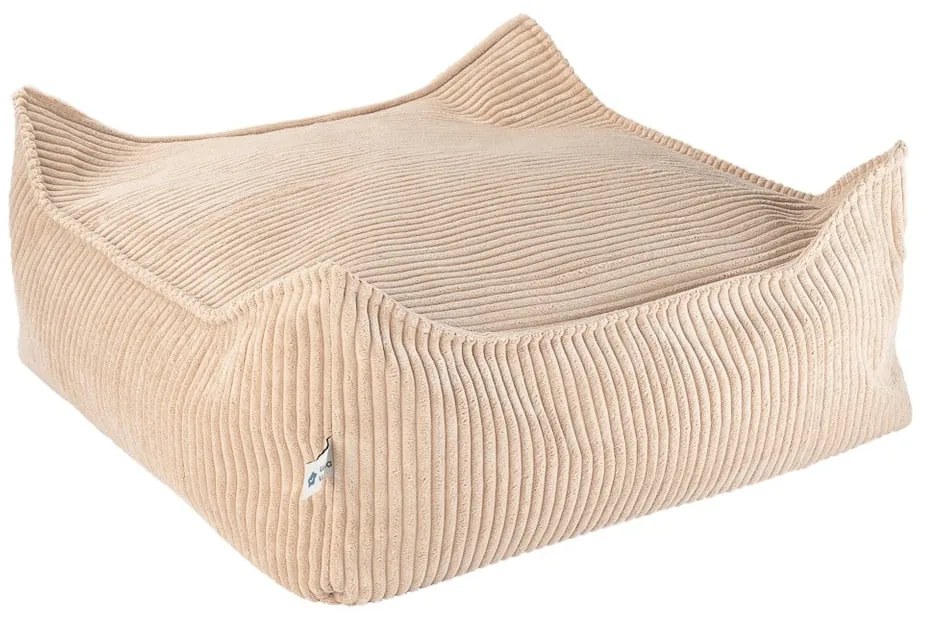 Светлокафяв детски пуф от рипсено кадифе Square – Wigiwama