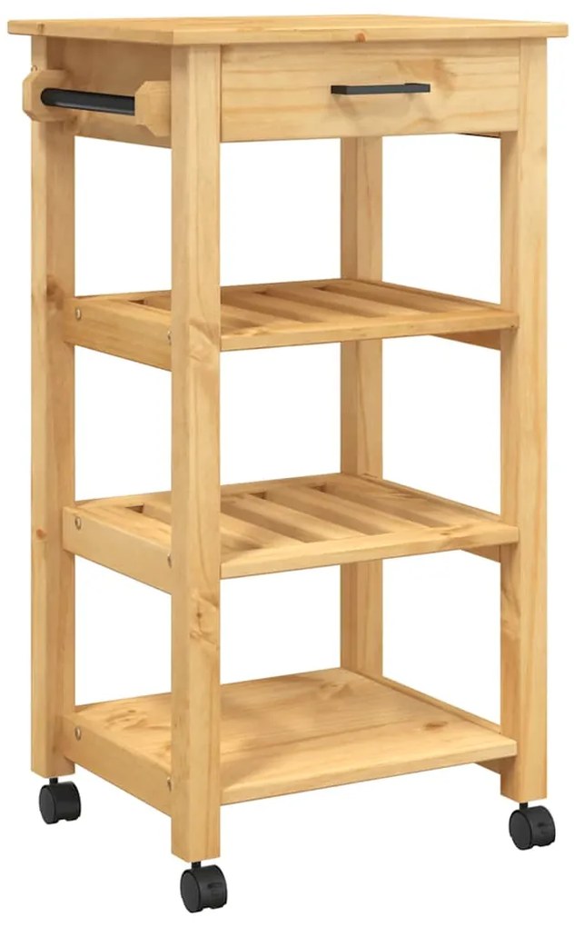 376079 vidaXL Кухненска количка "MONZA" 48x40x88,5 см борово дърво масив