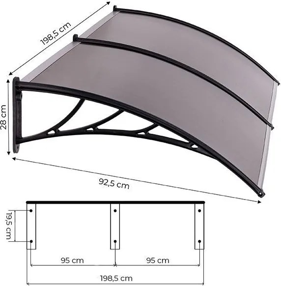 Поликарбонатен двоен навес над входната врата 200 x 100 cm
