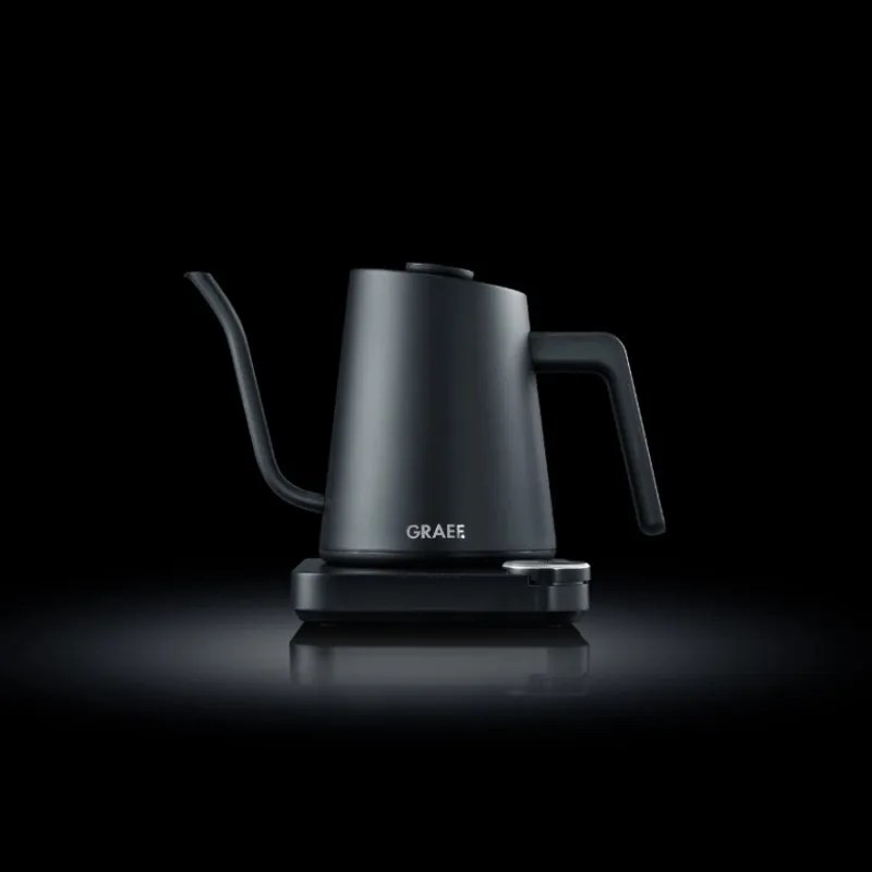 Електрическа кана за вода Graef Pour-over GK502, 1200W, 900 мл, 40-100°C, Keep Warm, Филтър, Чучур тип "Лебедова шия", Черен мат