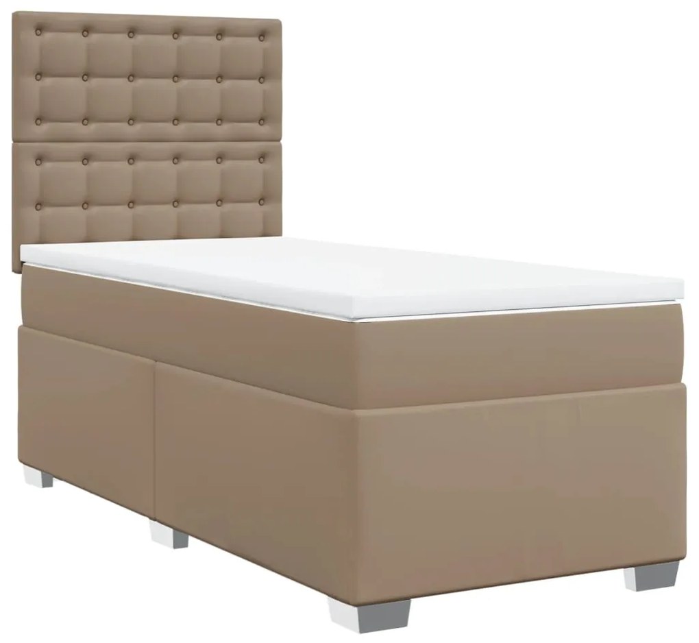 3290707 vidaXL Боксспринг легло с матрак, капучино, 90x200 см, изкуствена кожа