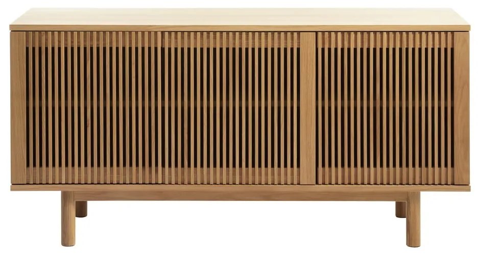 Нисък скрин от декор от дъб в естествен цвят 143x70 cm Tiber – Unique Furniture