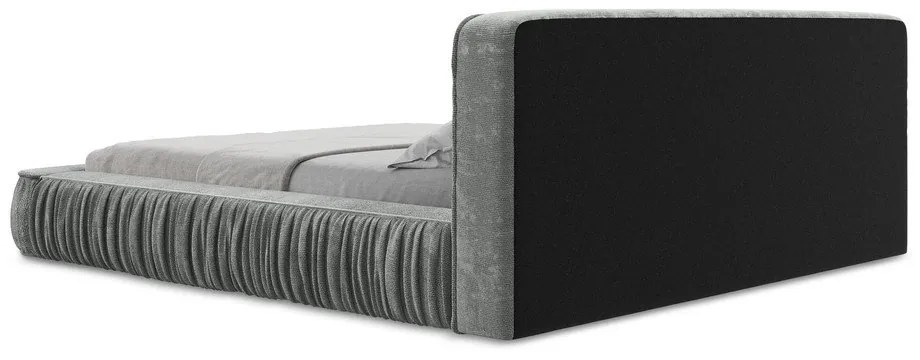 Сиво тапицирано двойно легло с място за съхранение и решетка 160x200 cm Keoni - Makamii