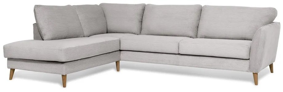 Светлосив ъглов диван от рипсено кадифе (ляв ъгъл) Paris – Scandic