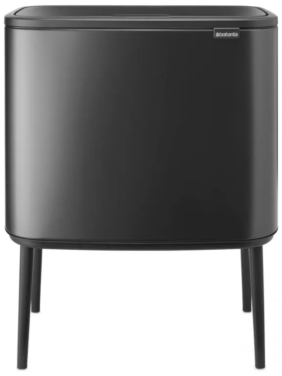 Кош за боклук Brabantia Bo Touch 1008857, 3x11 л, Плавно и безшумно отваряне, Голям отвор, Тъмносив