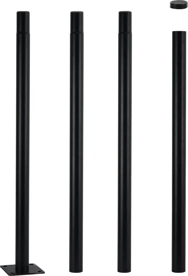 Brilagi - метална тръба за стълб за външно осветление 4 м, диаметър 58 мм, черна