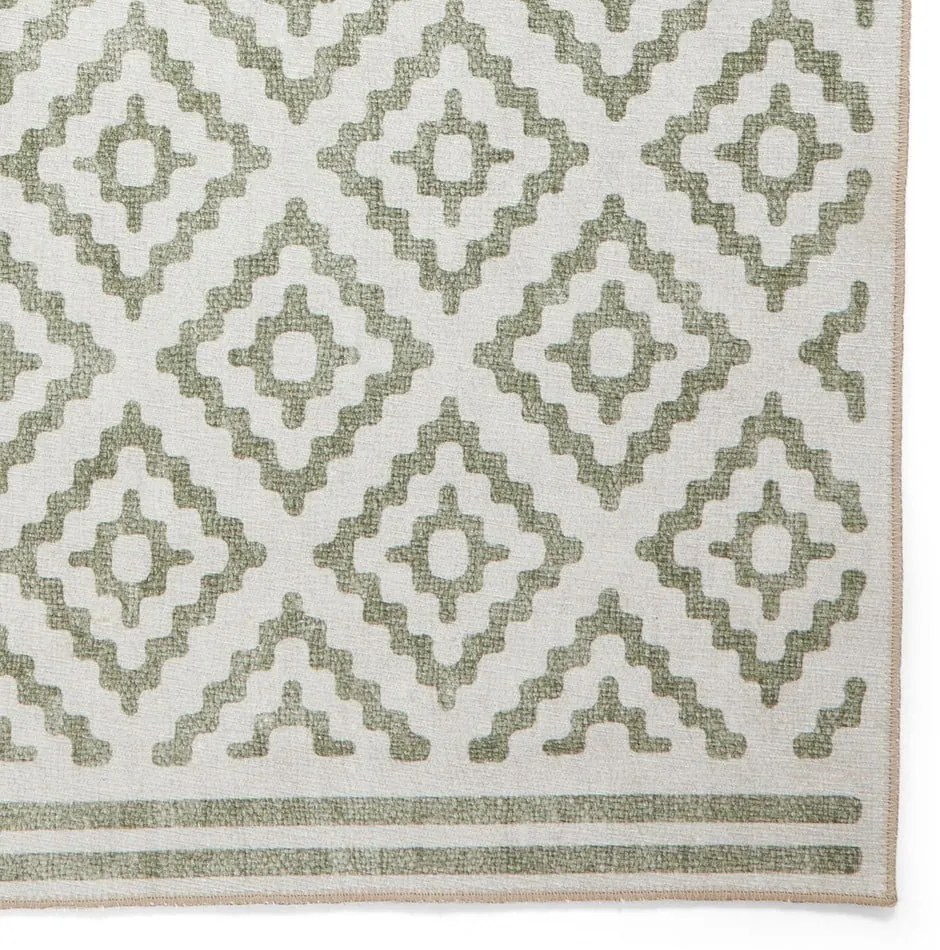 Зелен килим подходящ за пране 61x120 cm Coral Green – Think Rugs