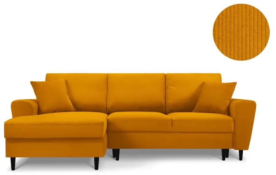 Оранжев ъглов велурен разтегателен диван , ляв ъгъл Jazz - Kooko Home