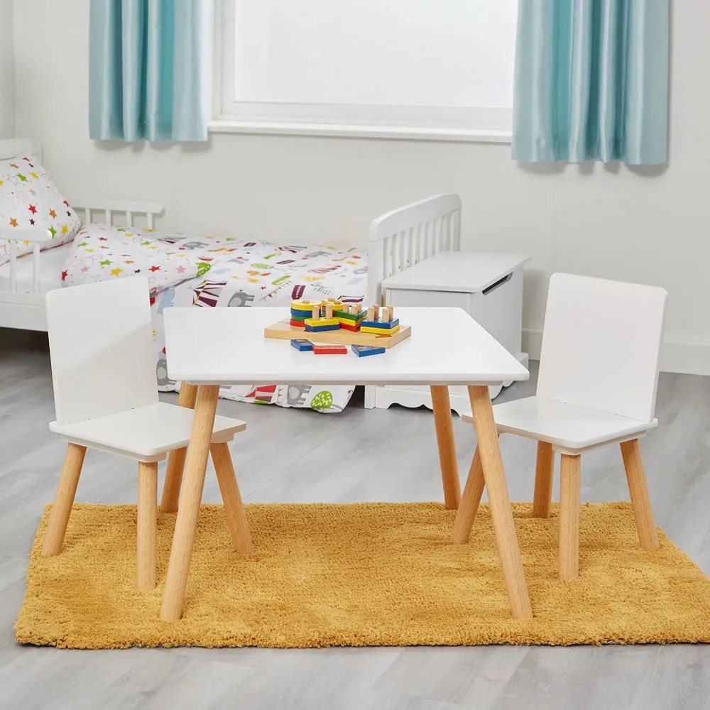 GINGER HOME К-кт дървена маса с 2 столчета WHITE