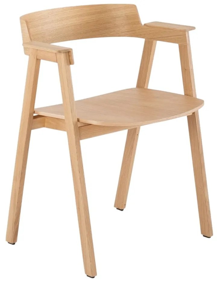 Трапезен стол с подлакътници от масивен дъб в естествен цвят Flip – Gazzda