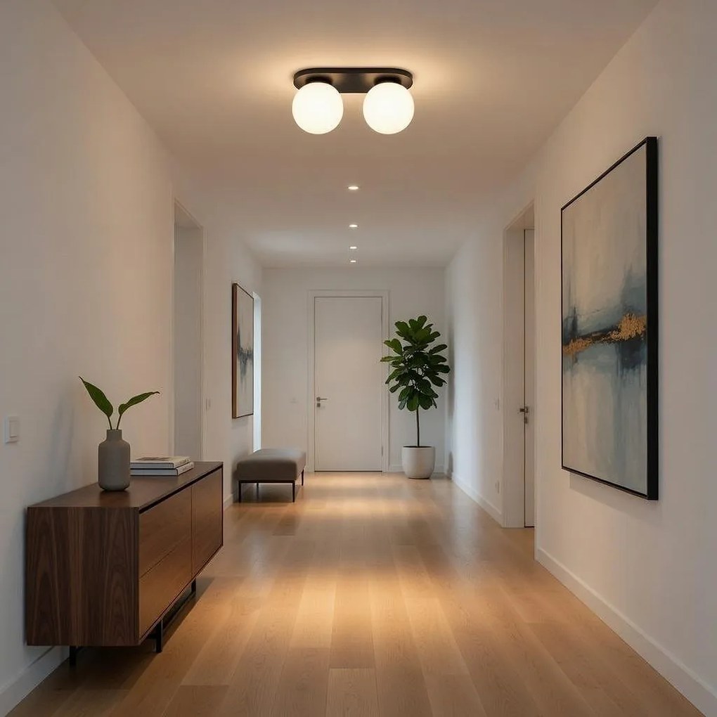 Плафон БЕРЛИН, черен/бял, 2xE27