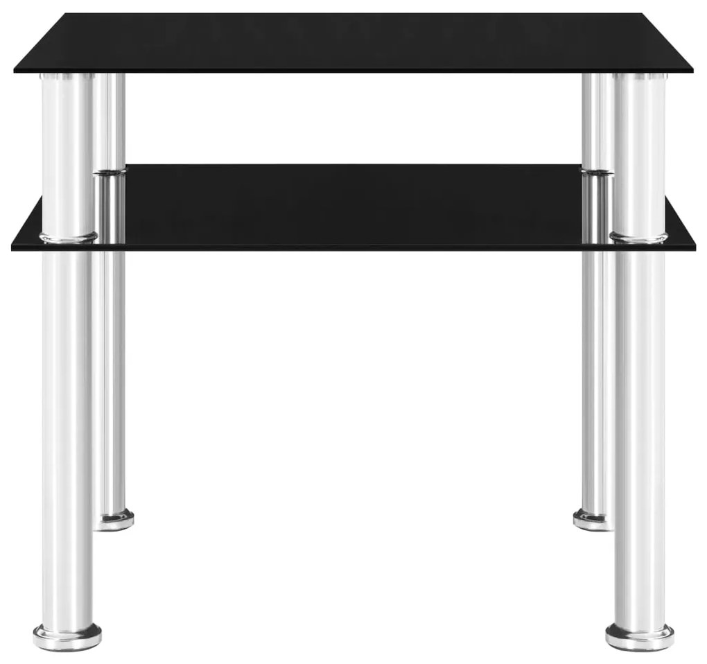 249530 vidaXL Странична маса, черна, 45x50x45 см, закалено стъкло