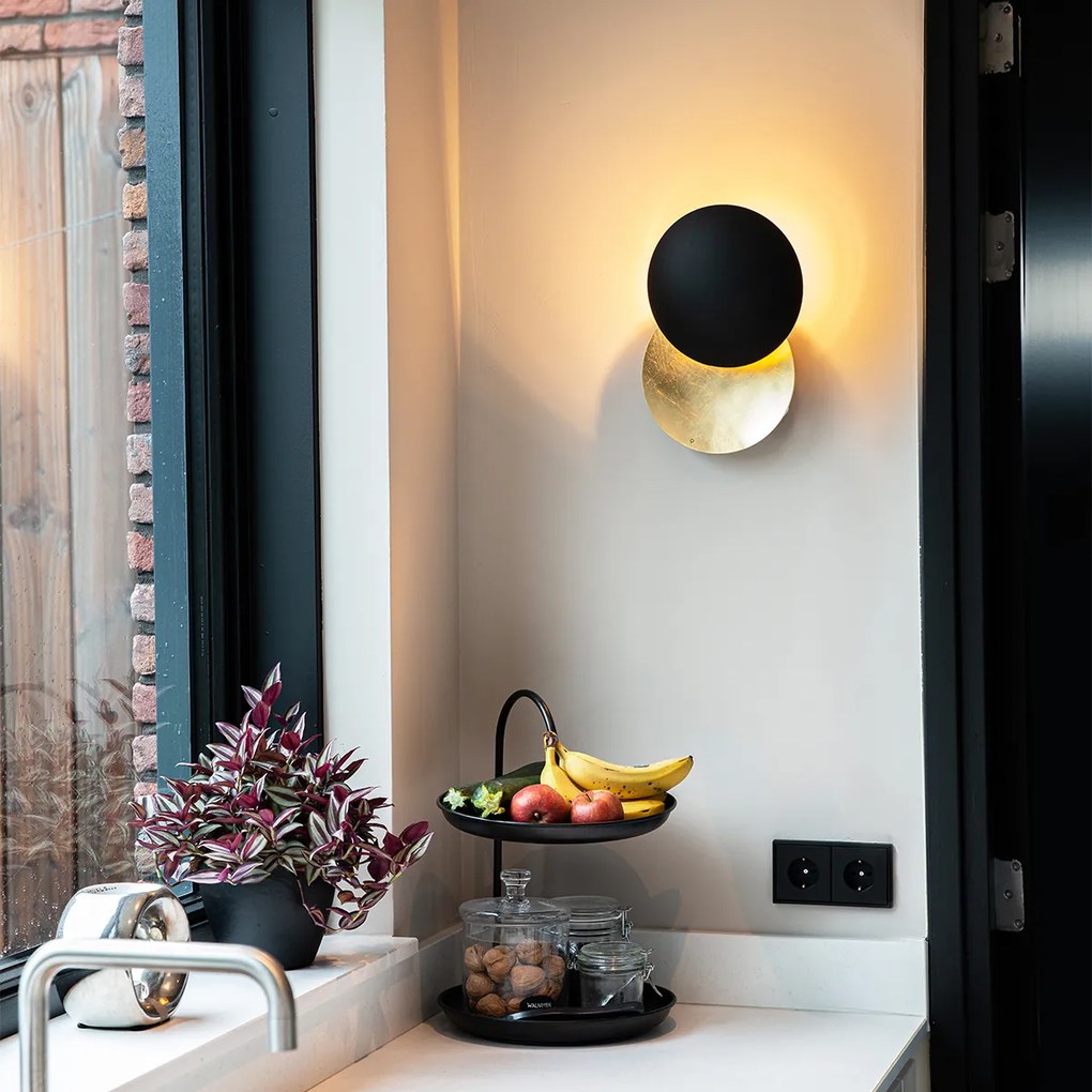 Модерна стенна лампа черна със злато - Sunrise