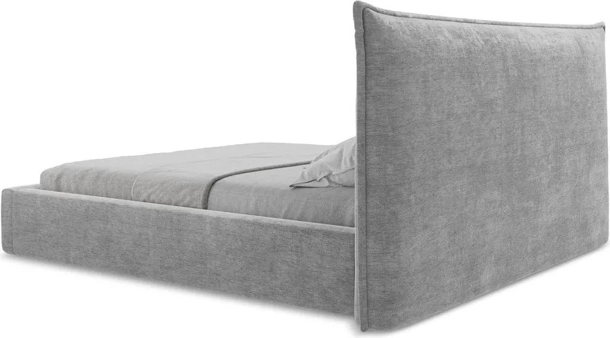 Светлосиво двойно легло 140x200 cm тапицирано с място за съхранение с включена подматрачна рамка Esala – Makamii