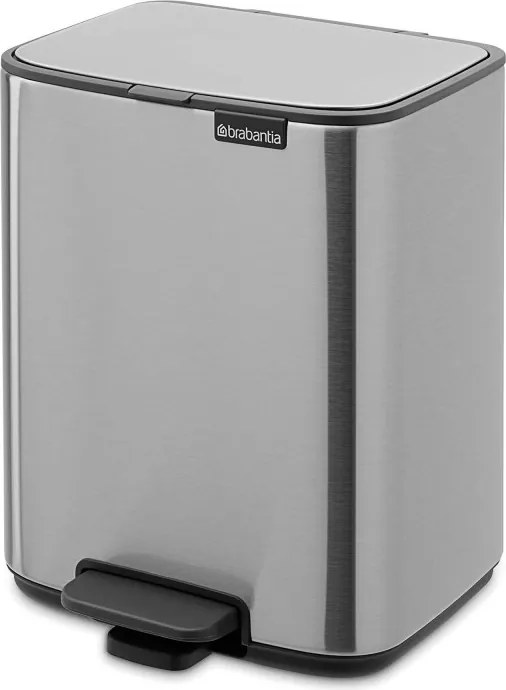 Кош за боклук Brabantia Bo Pedal 1010142, 7 л, Плавно затваряне, Гумирана основа, Устойчив на пръстови отпечатъци, Инокс