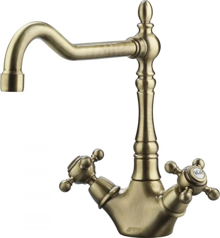 Смесител за кухня SMEG Coloniale MIR8O, 5 bar, Аератор, 360° чучур, Месинг