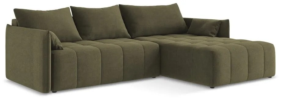 Разтегателен ъглов диван с място за съхранение в цвят каки (десен ъгъл) Moku – Makamii