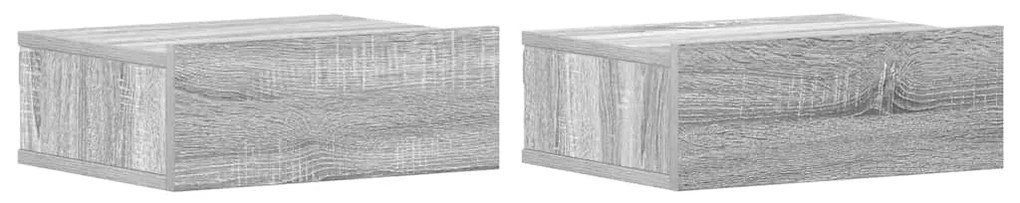 815285 vidaXL Плаващи нощни шкафчета 2 бр сив сонома 40x30x15 см инж. дърво