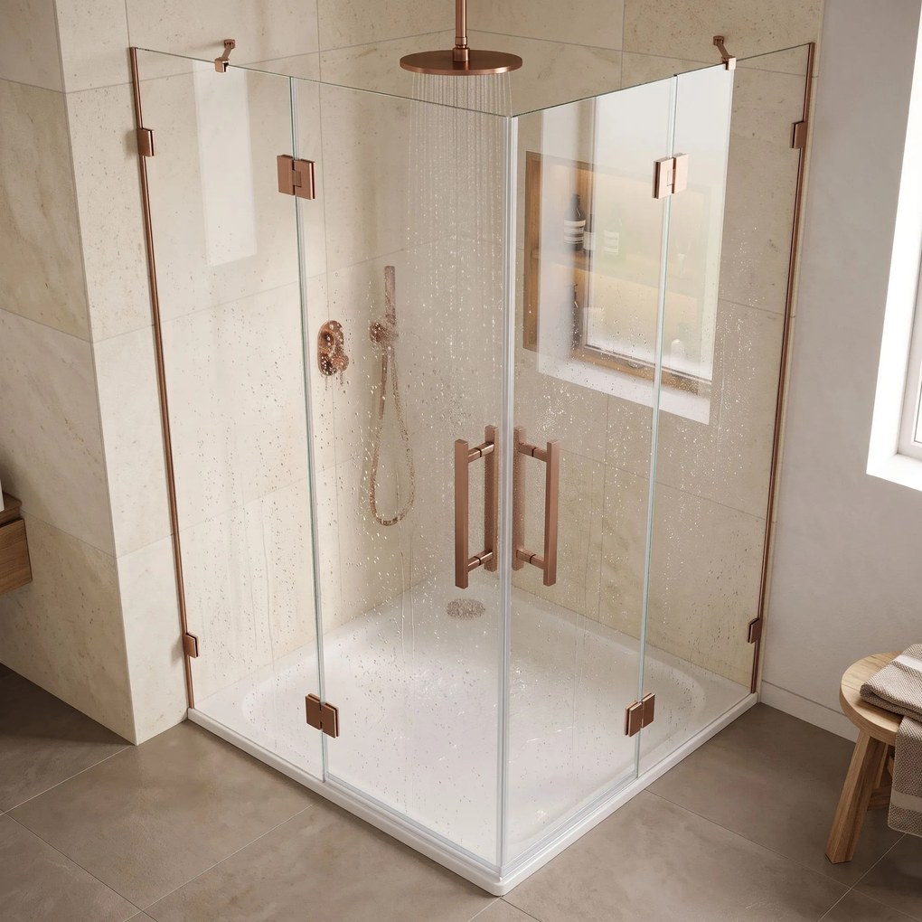 Корито за душ кабина-акрилно Rea Belmond White 90x90 Brush Copper