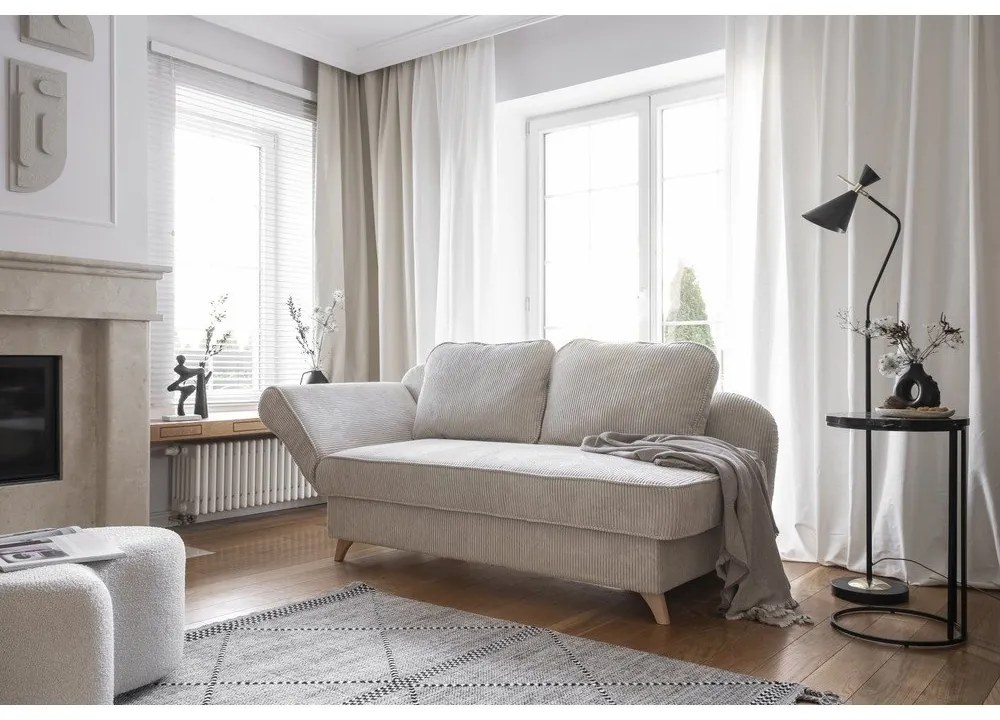 Бежов шезлонг от рипсено кадифе (ляв ъгъл) Chic Charlotte – Miuform