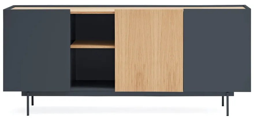 Нисък скрин в антрацит и естествен дъб 180x78 cm Otto - Teulat