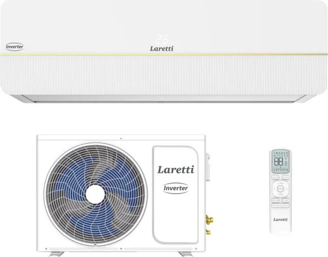 Инверторен климатик Laretti LR-09WF Gold Line, 9000 BTU, 25 м2, Обезвлажняване, Wi-Fi, R-32, Бял