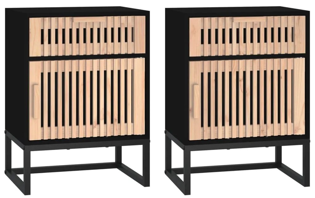 352094 vidaXL Нощни шкафчета, 2 бр, черни, 40x30x55,5 см, инженерно дърво