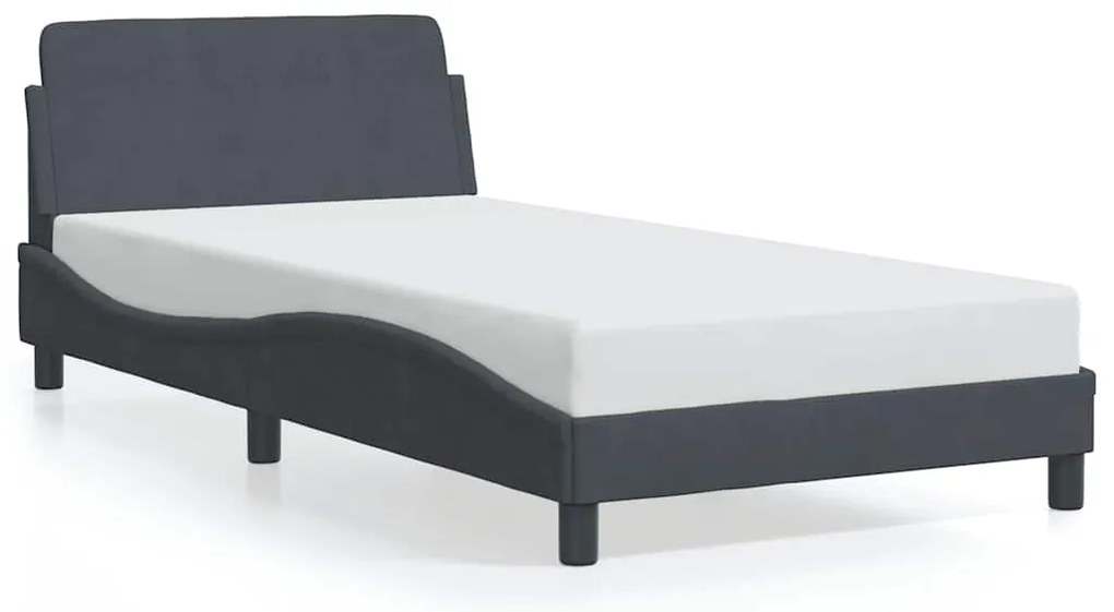 373133 vidaXL Рамка за легло Dover, тъмносива, 100x200 см, кадифе