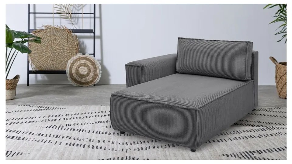 Тъмносив модул за диван от велур, ляв ъгъл Nihad modular - Bobochic Paris