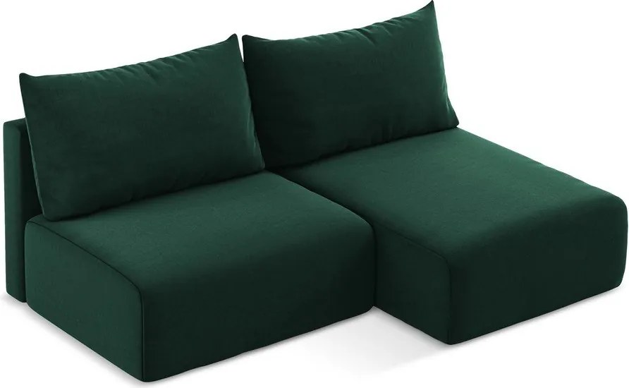 Тъмнозелен кадифен сгъваем/с място за съхранение ъглов диван (десен ъгъл) Kalena – Makamii