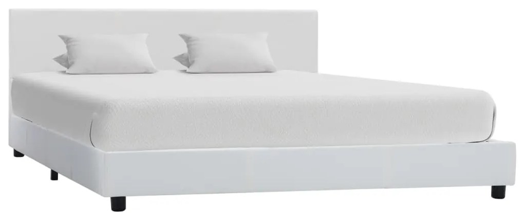 284765 vidaXL Рамка за легло, бяла, изкуствена кожа, 140x200 cм