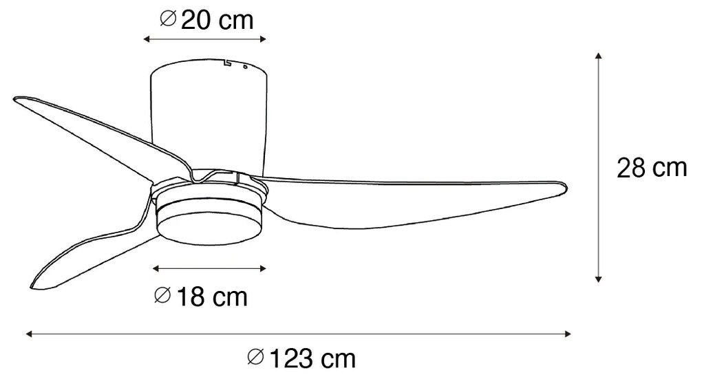 Вентилатор за таван бял 123 см вкл. LED димируем с дистанционно управление - Patty