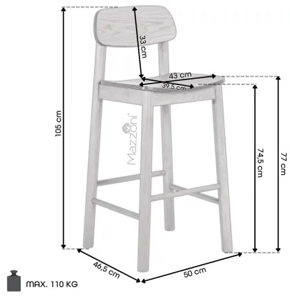 ЗАРИОН Естествен дъб - ДЪРВЕН БАР СТОЛ ЗА КУХНЯ ДНЕВНА РЕСТОРАНТ