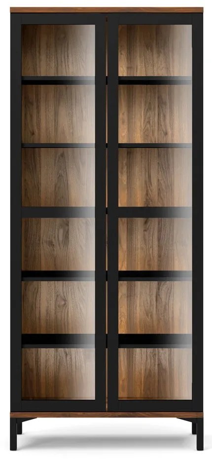 Витрина от декор от орех в черен и естествен цвят 89x203x36 cm Roomers – Tvilum