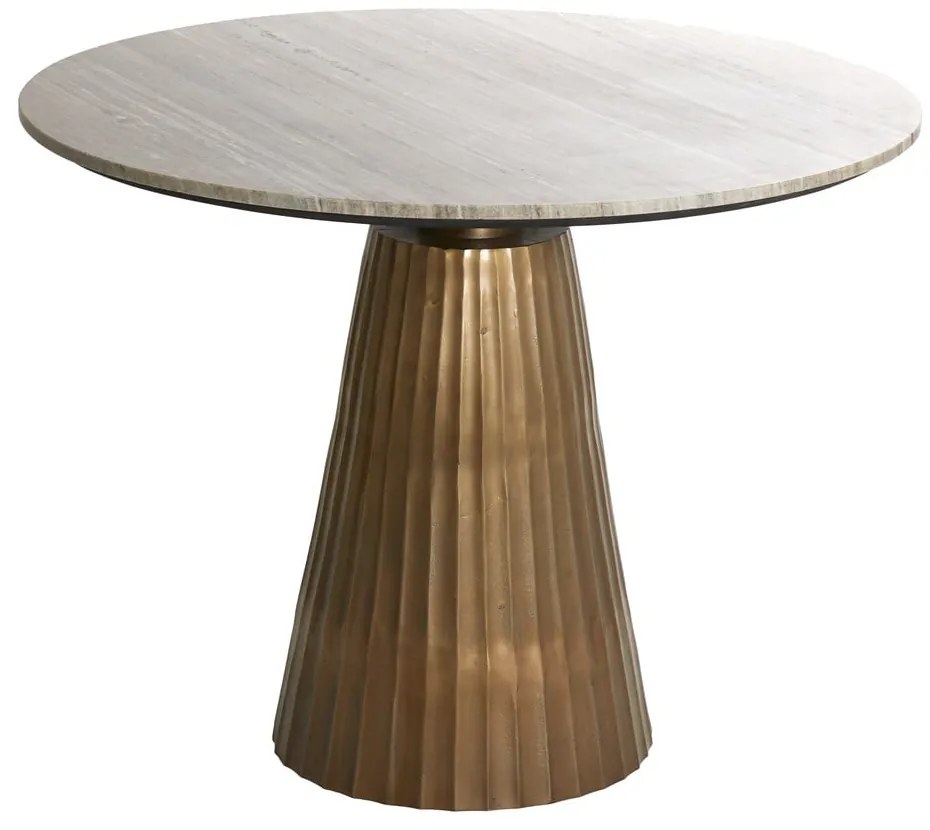 Кръгла маса за хранене в бронзов и естествен цвят с мраморен плот ø 100 cm Rianne - Light &amp; Living