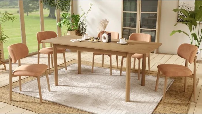 АЛMО Теракота (тъкан Дэнни 204)/рамка лакиран дъб - ДЪРВЕН СТОЛ ЗА ДНЕВНА, ТРАПЕЗАРИЯ, КУХНЯ РЕТРО