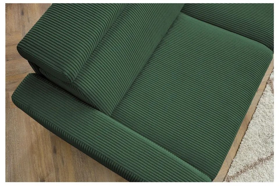 Тъмнозелен разтегателен ъглов диван от рипсено кадифе (променлив) Monaco – Bobochic Paris