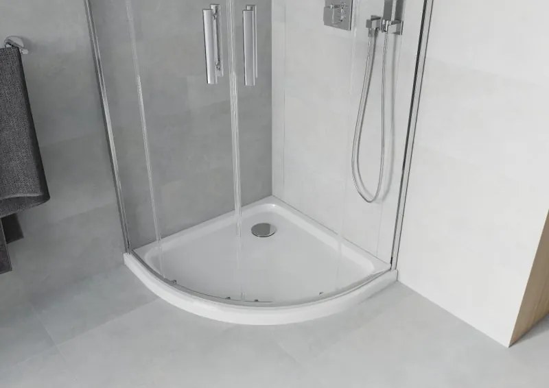 Mexen Rio полукръгла душ кабина 80 x 80 см, прозрачна, хромирана + плосък