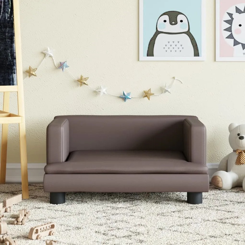 3196326 vidaXL Детски диван кафяв 60x40x30 см изкуствена кожа