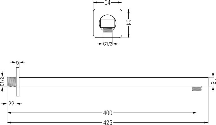 Mexen Cube DR02 вграден душ комплект с душ пита 25 см, златно - 77502DR0225-50
